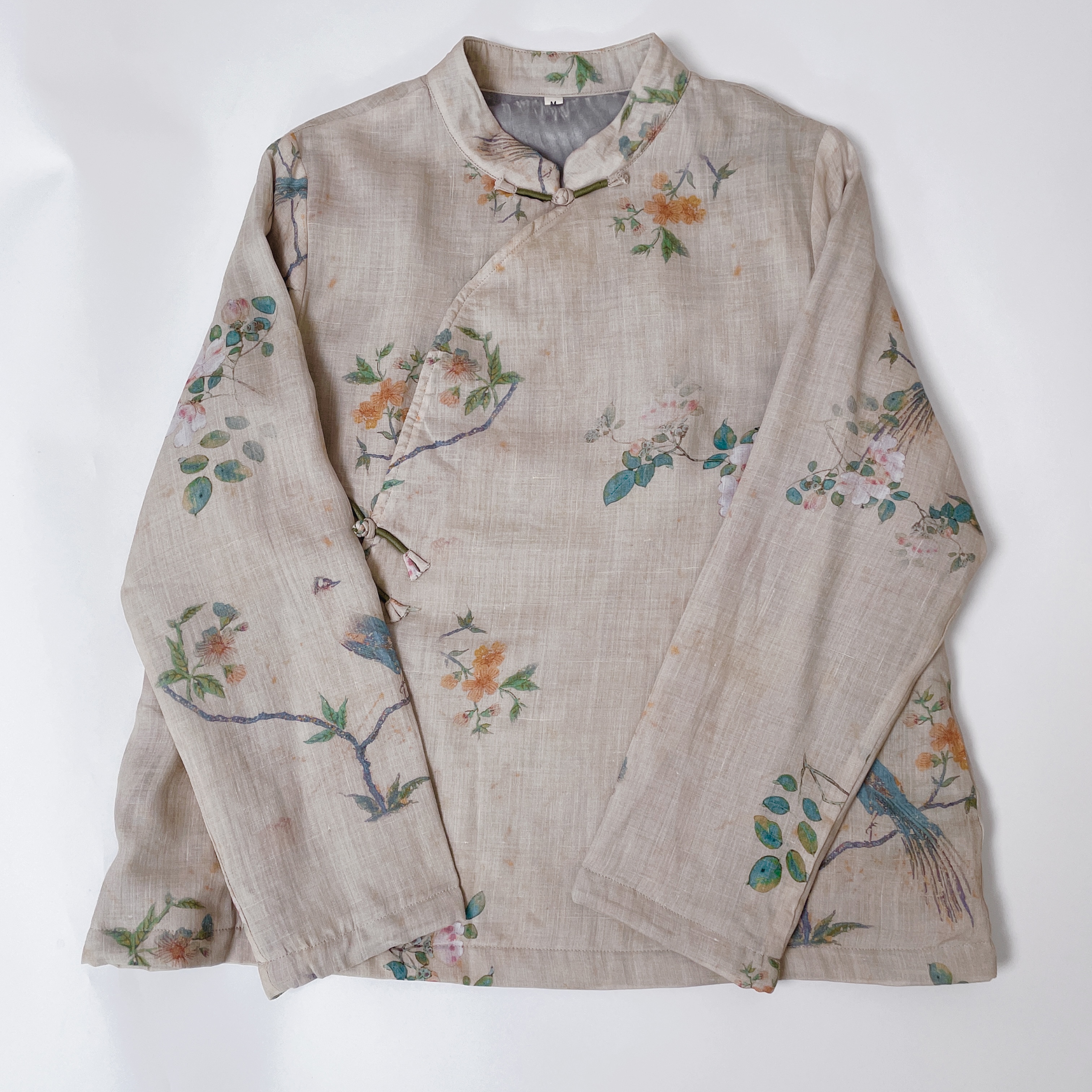 【麻布情结】中式棉服 盘扣设计苎麻立体印花 内里加绒