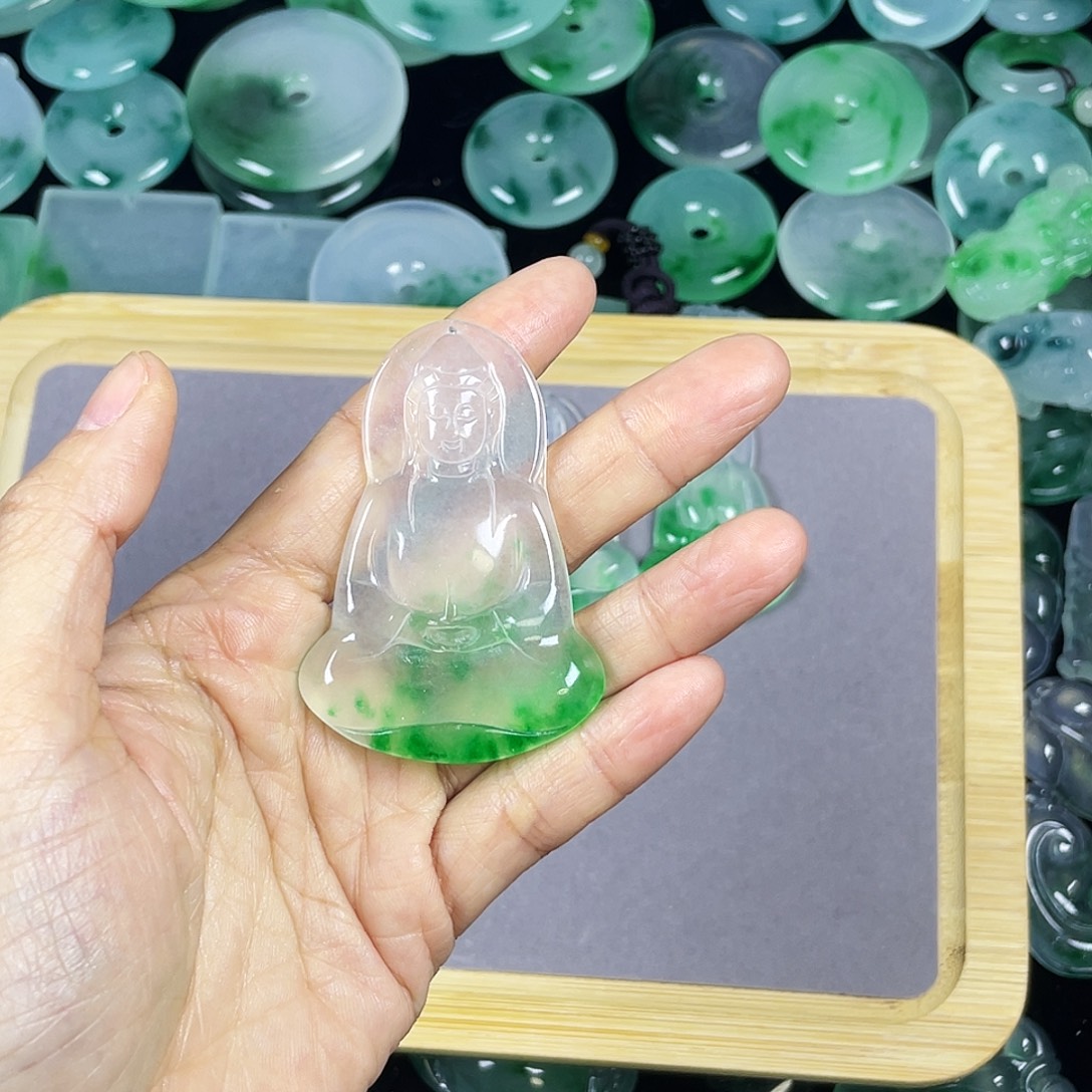 华***金翡翠未镶嵌颈饰吊坠