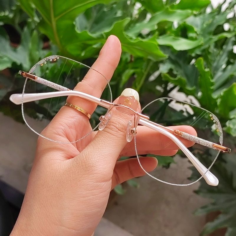 古风无框切边轻奢大框显脸小潮款女同款防蓝光老花镜