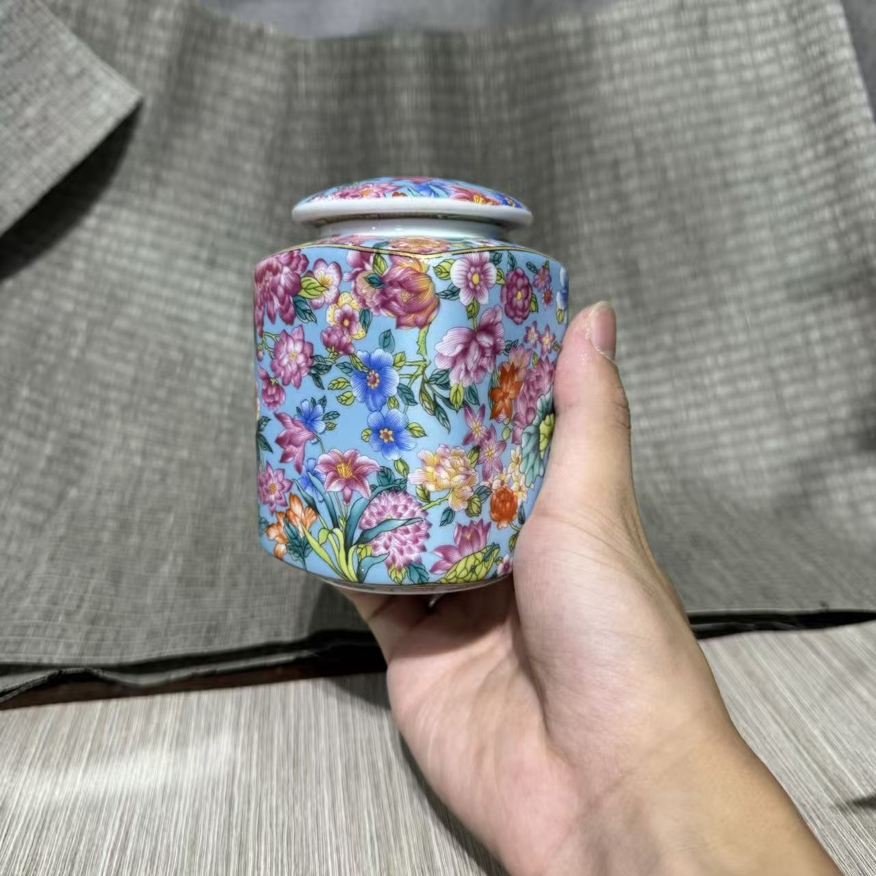 【闪购商品】珐琅彩万花茶叶罐2053