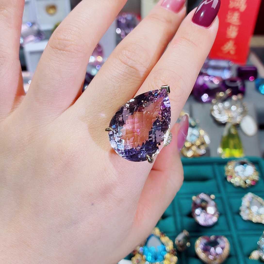 水晶戒指银S925镶嵌戒指