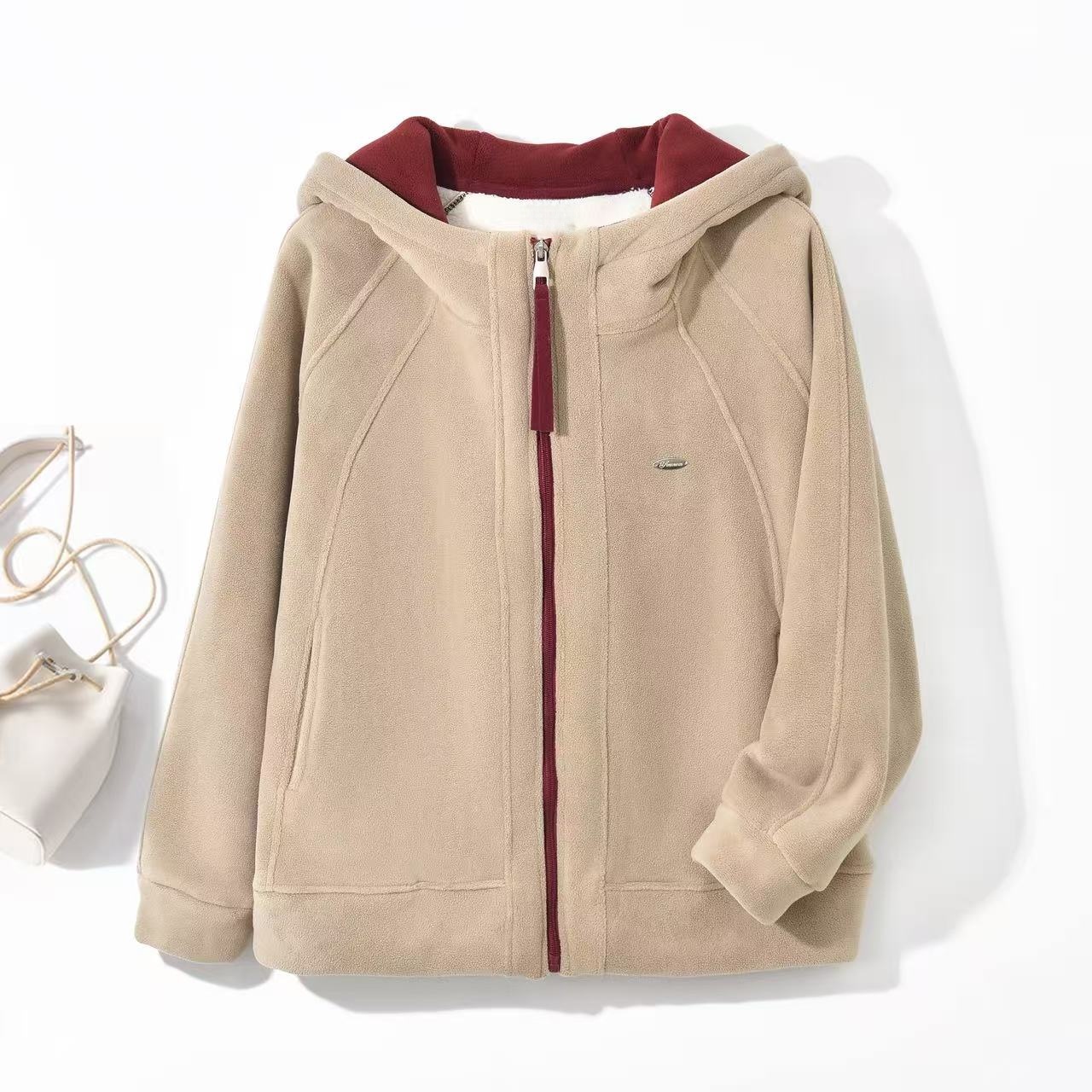 JYP-[撞色保暖]2025冬季加绒保暖时尚拼接显瘦外套K-MF7128