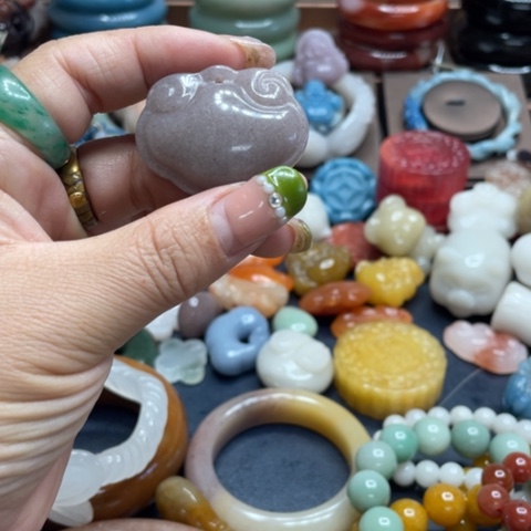 合金石英质玉（黄龙玉）手链