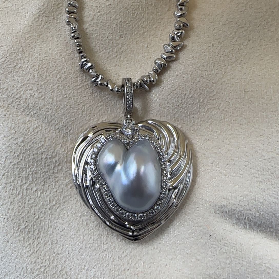 吊坠(不含链)海水珍珠银S925镶嵌