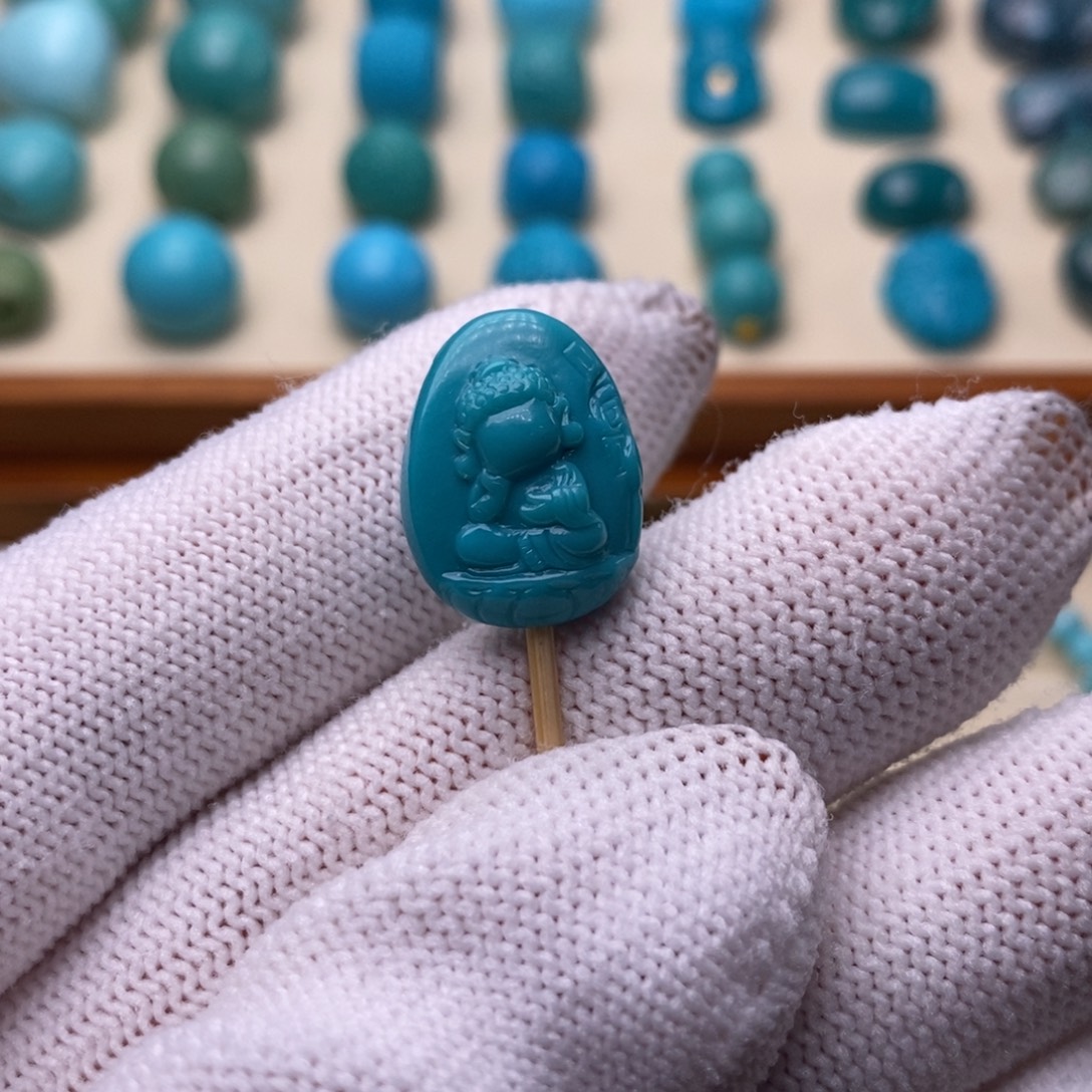 可***期绿松石未镶嵌绿松石无限佛17.8*13.9