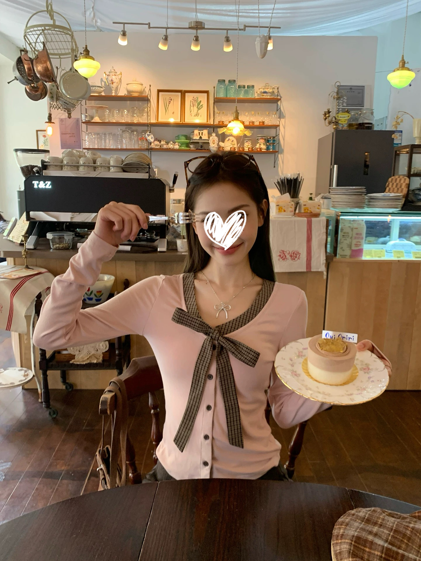 粉拼咖格子内搭打底t恤女秋冬设计感单穿韩系修身长袖上衣