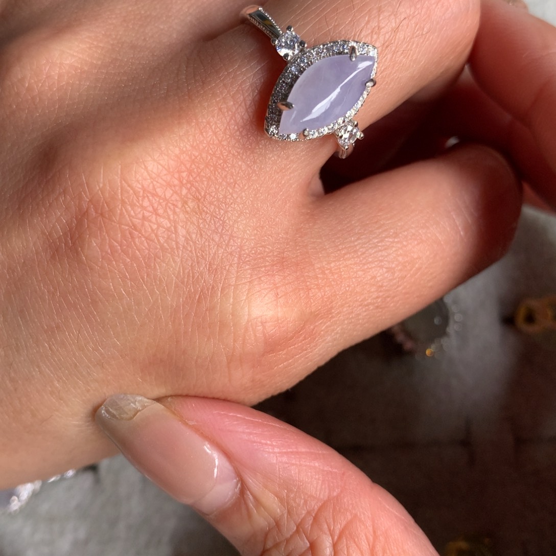 翡翠银S925镶嵌耳饰戒指