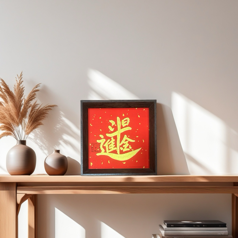 《日进斗金》手书高见书法作品带框手写书法原稿大气榜书书画院