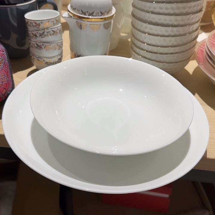 瓷10.5寸高透瓷1个➕8寸深盘1个白瓷