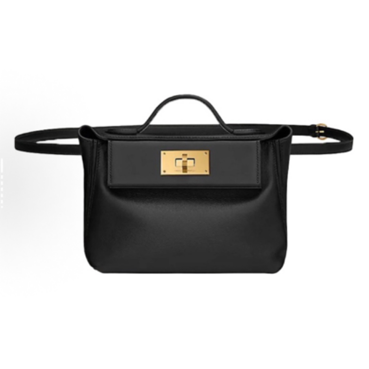 99新 Hermes/爱马仕 黑金mini2424手提包手拎包斜挎包W刻