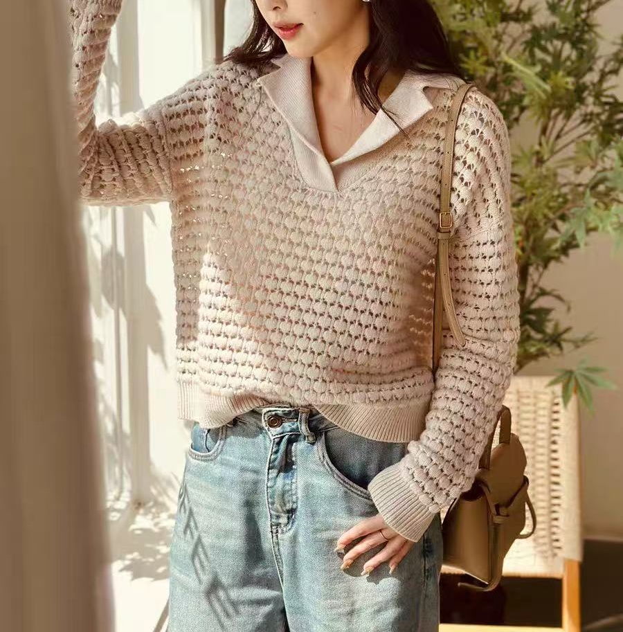 LP羊绒特种机织重工翻领毛衣