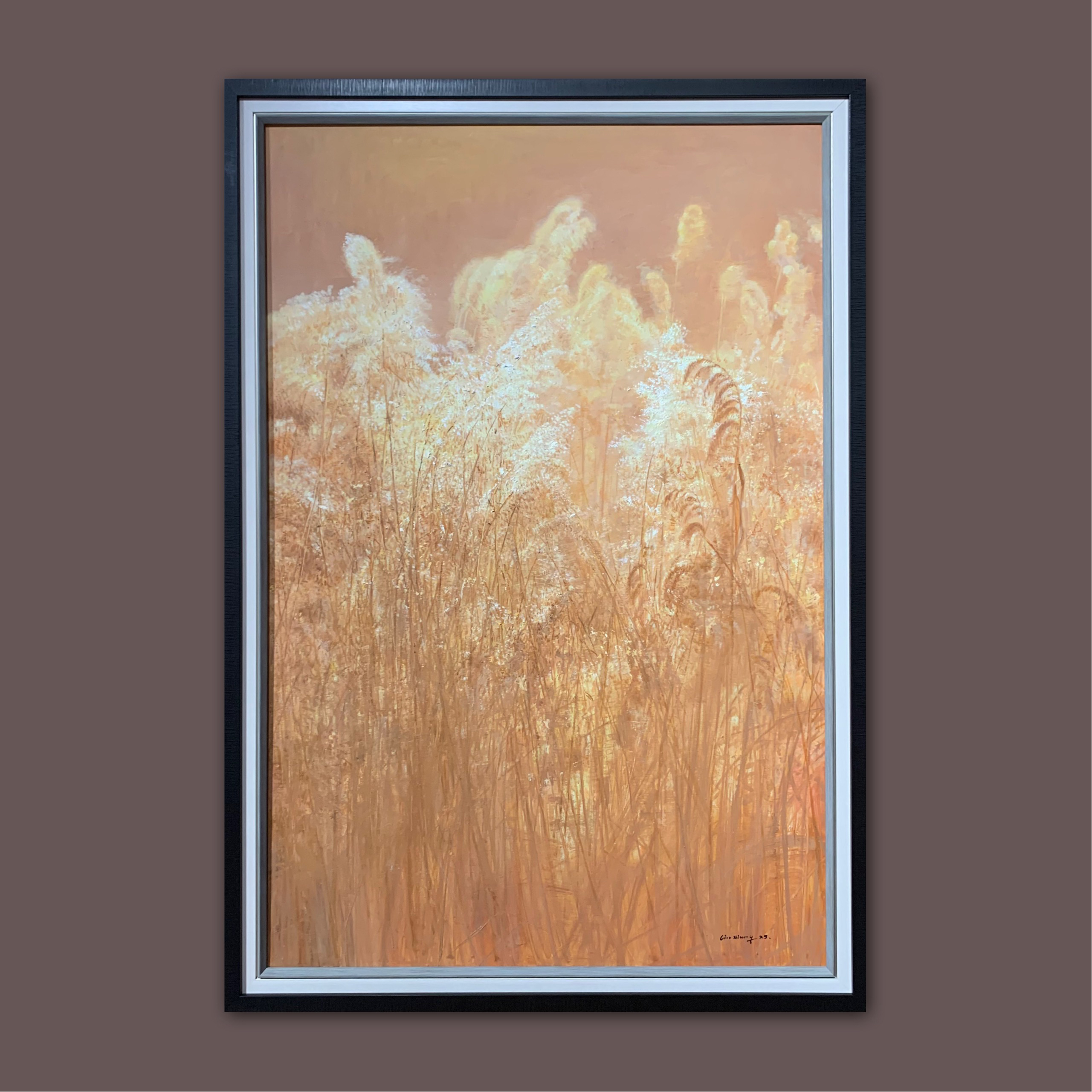 艺弘羽艺术 原创《金秋芦苇》风景油画收藏80×120