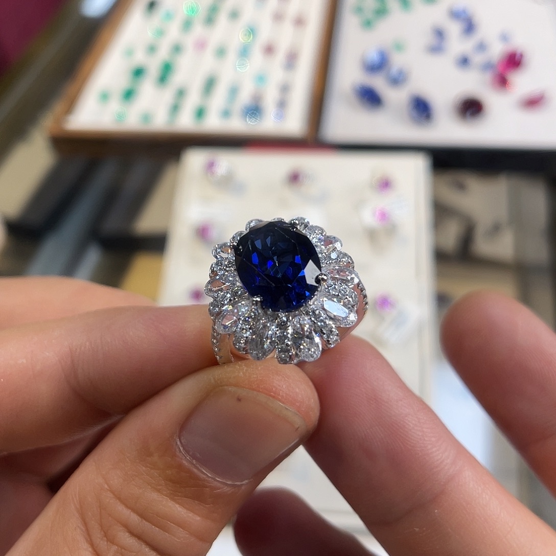 925银培育宝石实心s925银镶