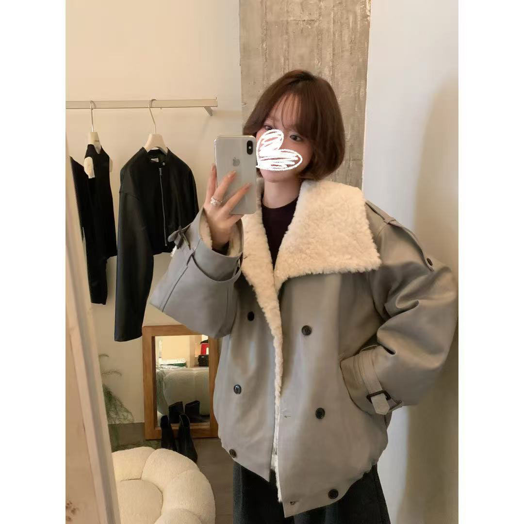【巴恩雪夜】韩系大翻领排扣加绒加厚保暖派克