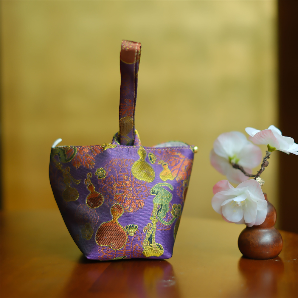大碗茶器【紫金葫芦】国风刺绣织锦茶壶收纳包中式茶具配件旅行包