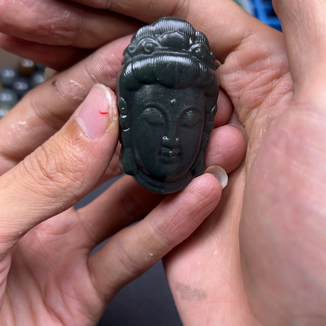 和田玉颈饰未镶嵌观音头多样性拍一发一