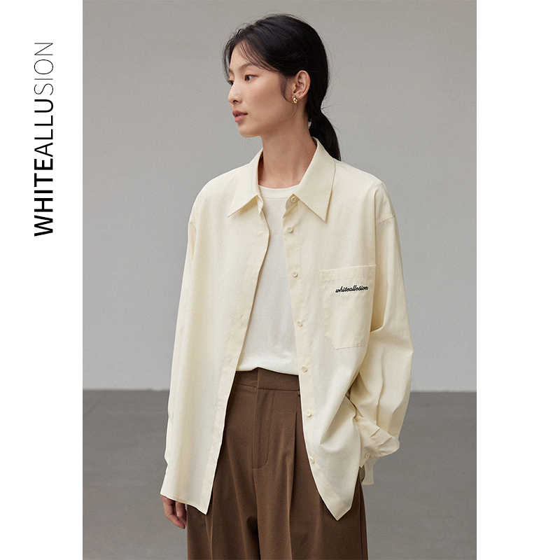 素典年中清仓【2280】复古天丝棉长袖衬衫设计感宽松气质高级感上衣