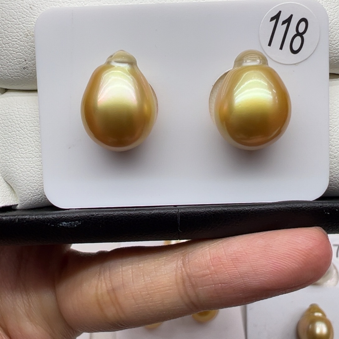 金珠巴洛克对珠 11+mm未镶嵌海水珍珠