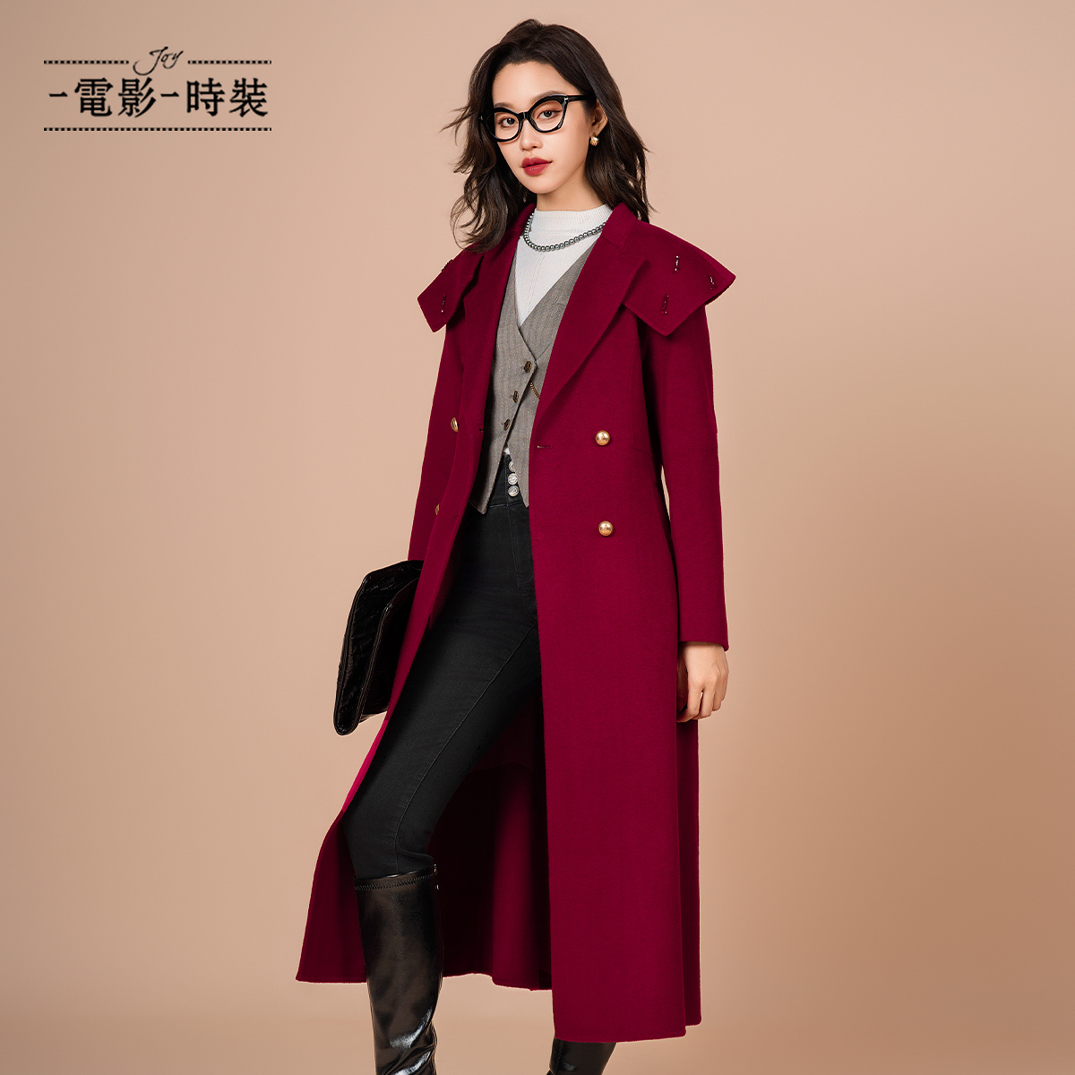 【芊芊专属】冬季新款气质长款100%绵羊毛双面呢大衣女FFCG811089