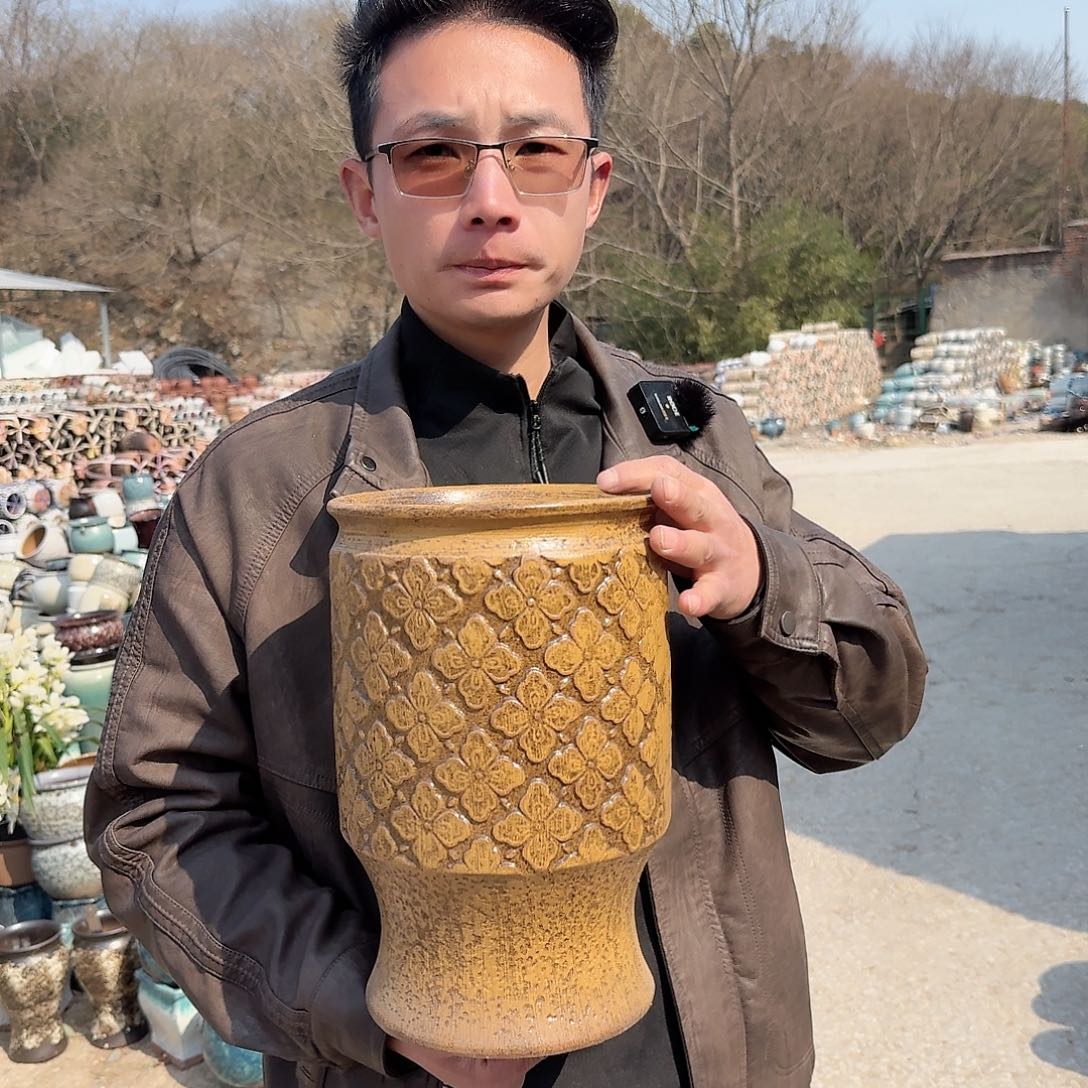 紫砂花盆口20高30（一个菠萝柴烧