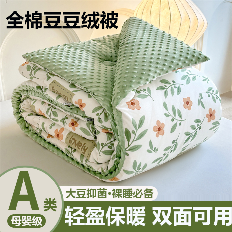 2025新款全棉纯棉豆豆绒被子冬被大豆被芯春秋被 四季被