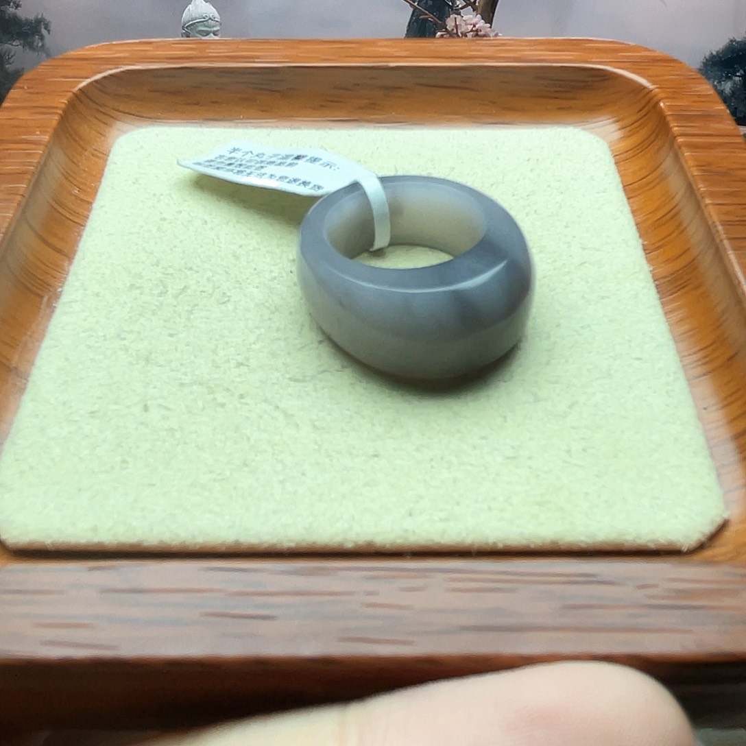 和田玉戒指未镶嵌烟紫馒头15-16号