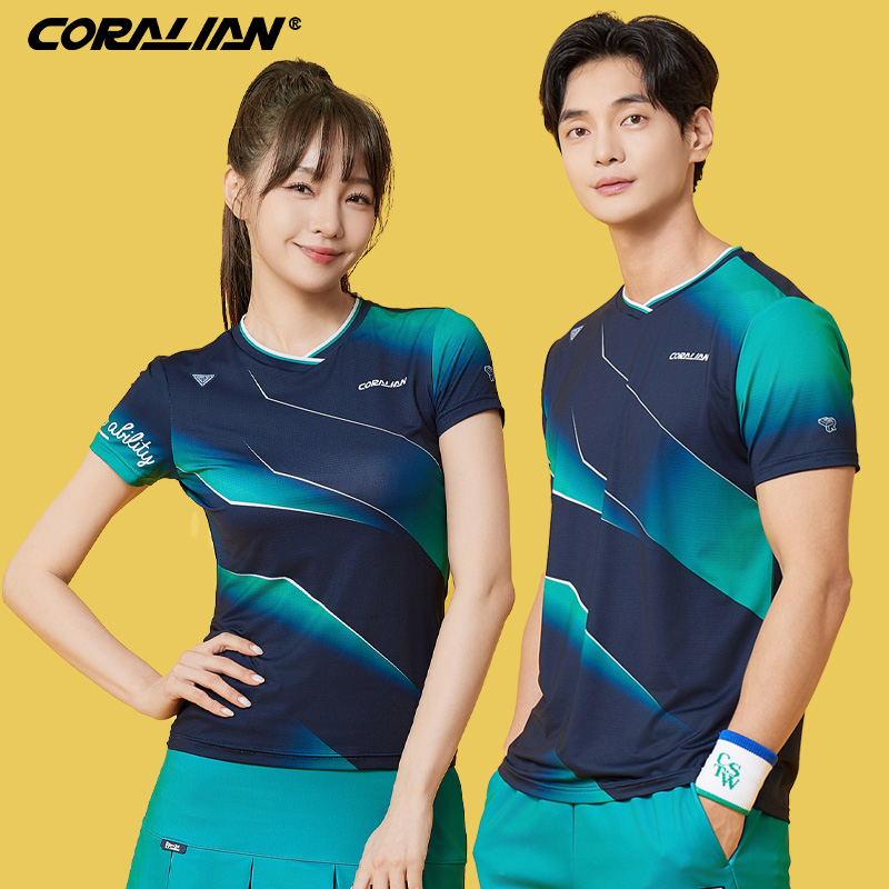 可莱安羽毛球服女韩国新品圆领透气速干男女运动球衣短袖休闲上衣
