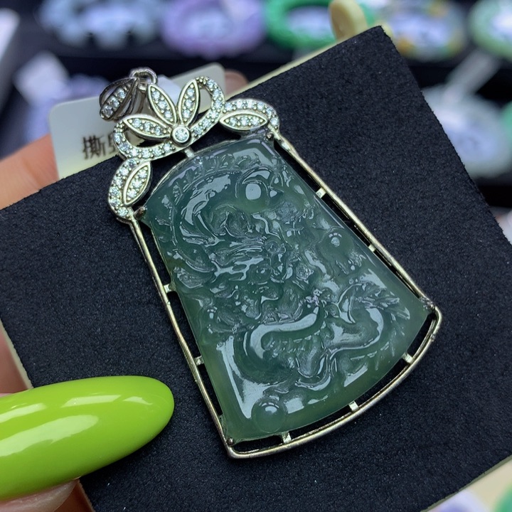 翡翠手链银S925镶嵌翡翠