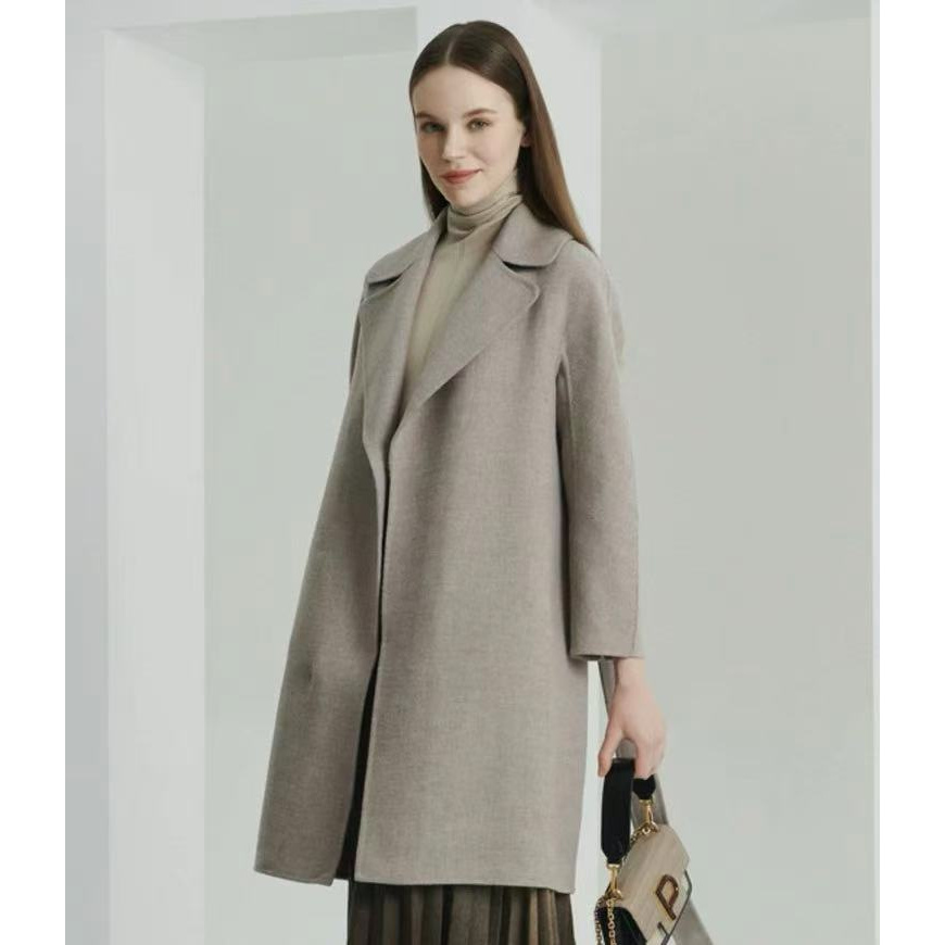 057 M3冬季简约素雅修身双面羊毛大衣女