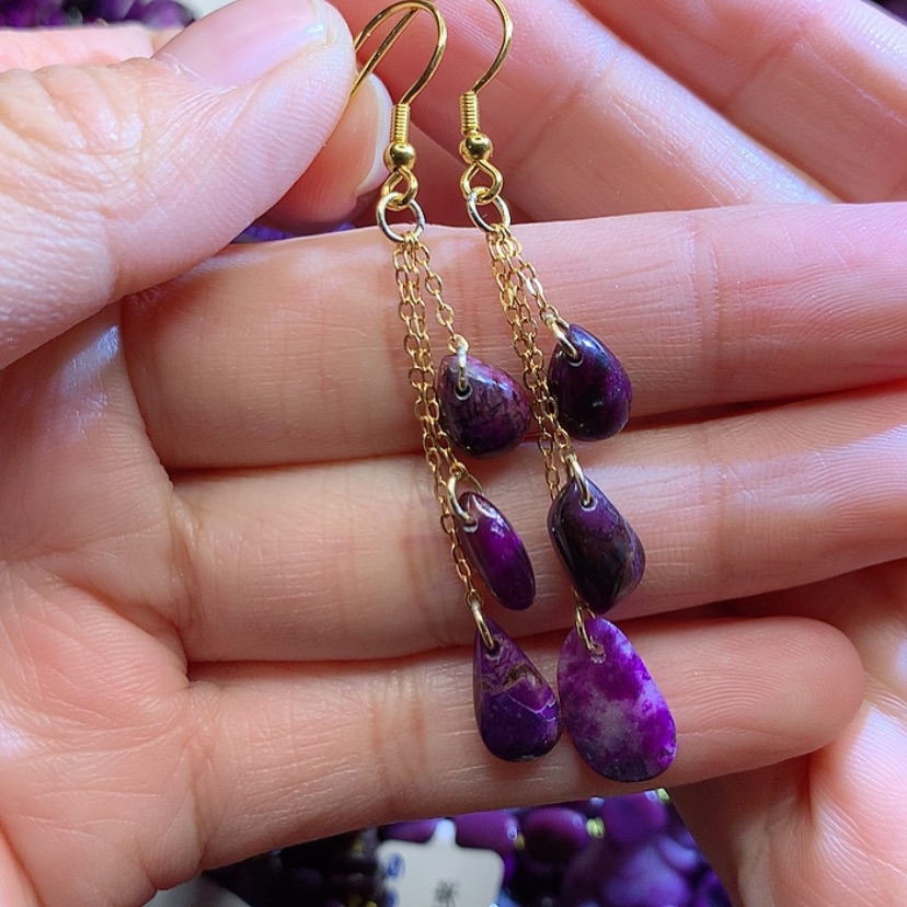 【闪购商品】苏纪石（舒俱来）耳钩银S925镀金镶嵌