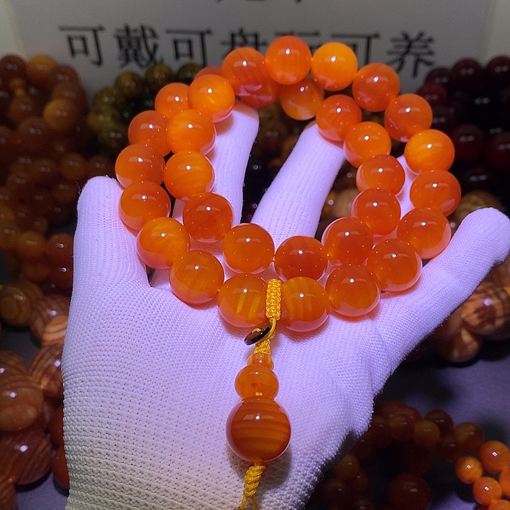 松木（琥珀木）手串/手链1.6*32 手持包浆高货