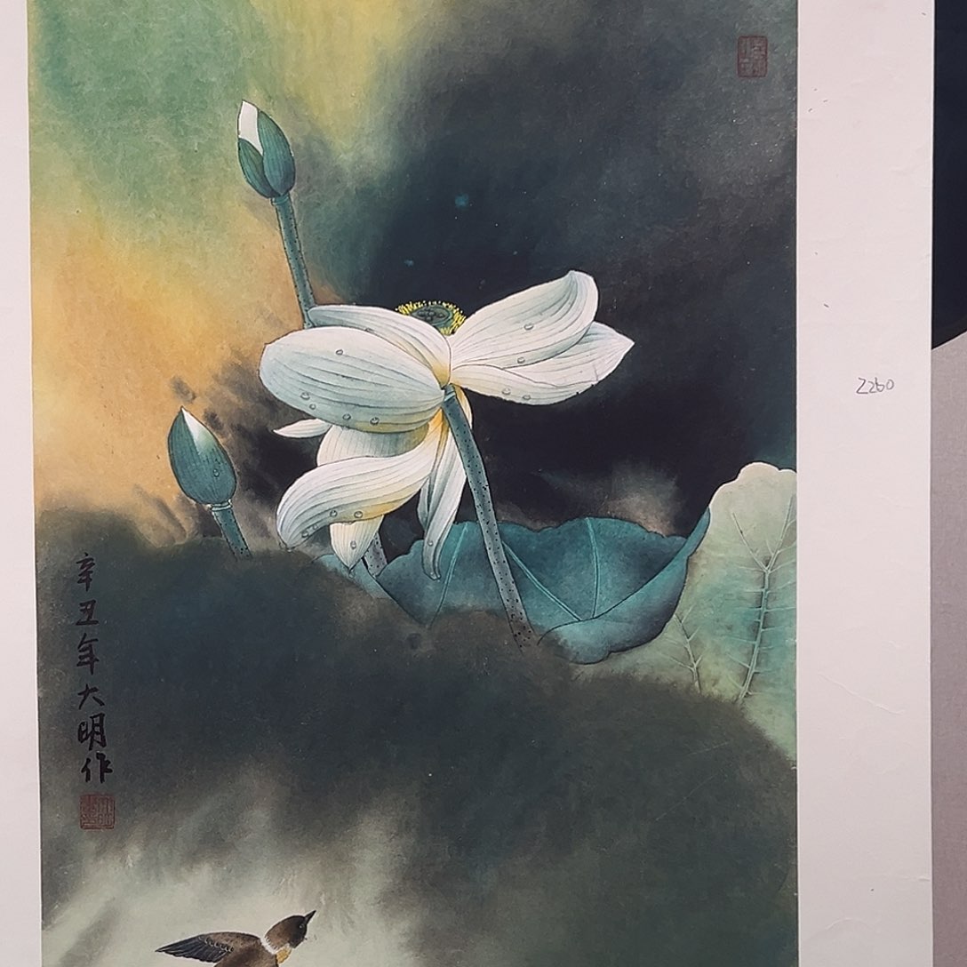 国画朱大明原作溯源带证件合影视频