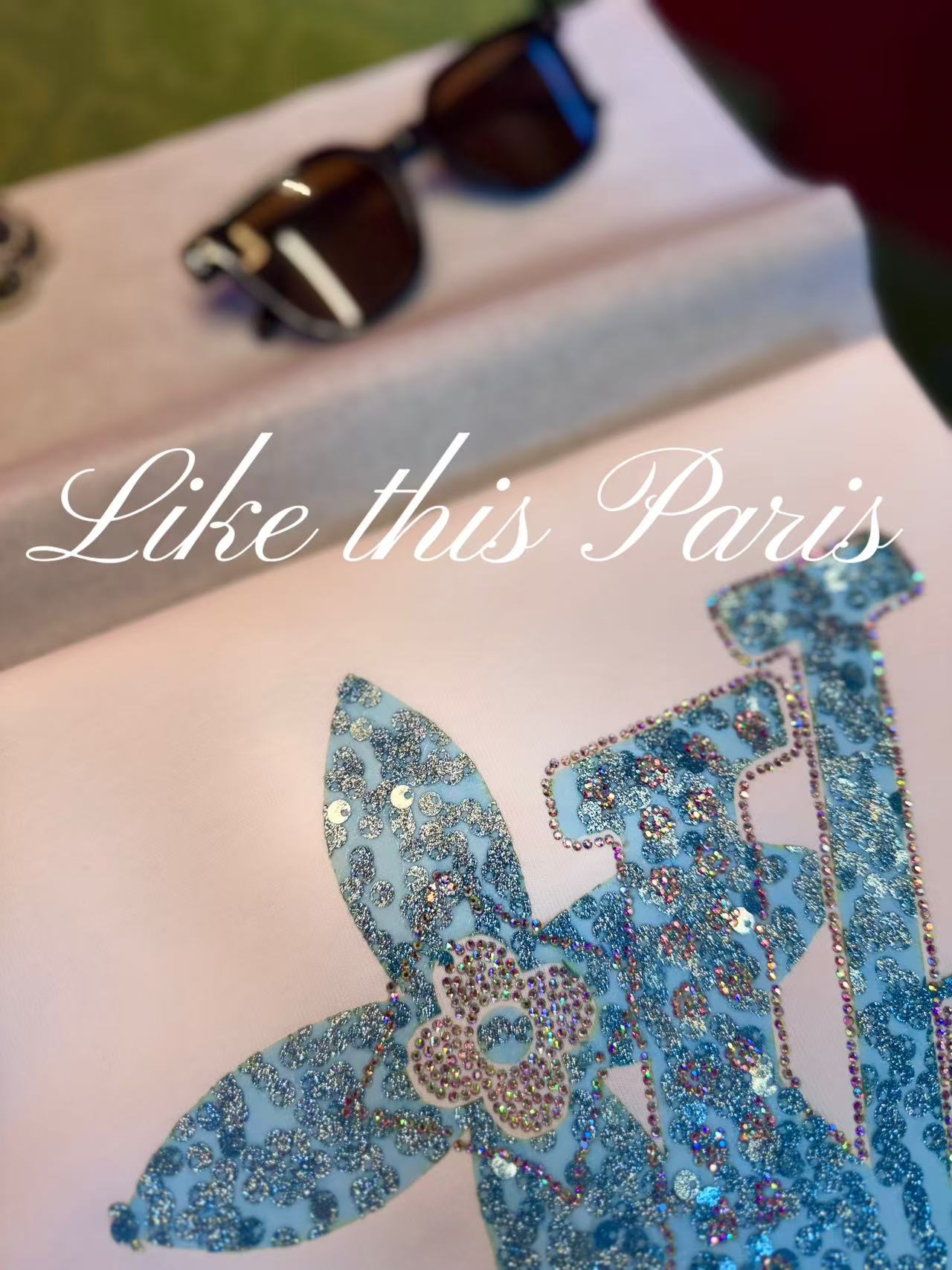 CY【蓝色老花】轻奢时尚百搭 重工3D立体毛巾刺绣夏季设计感短袖