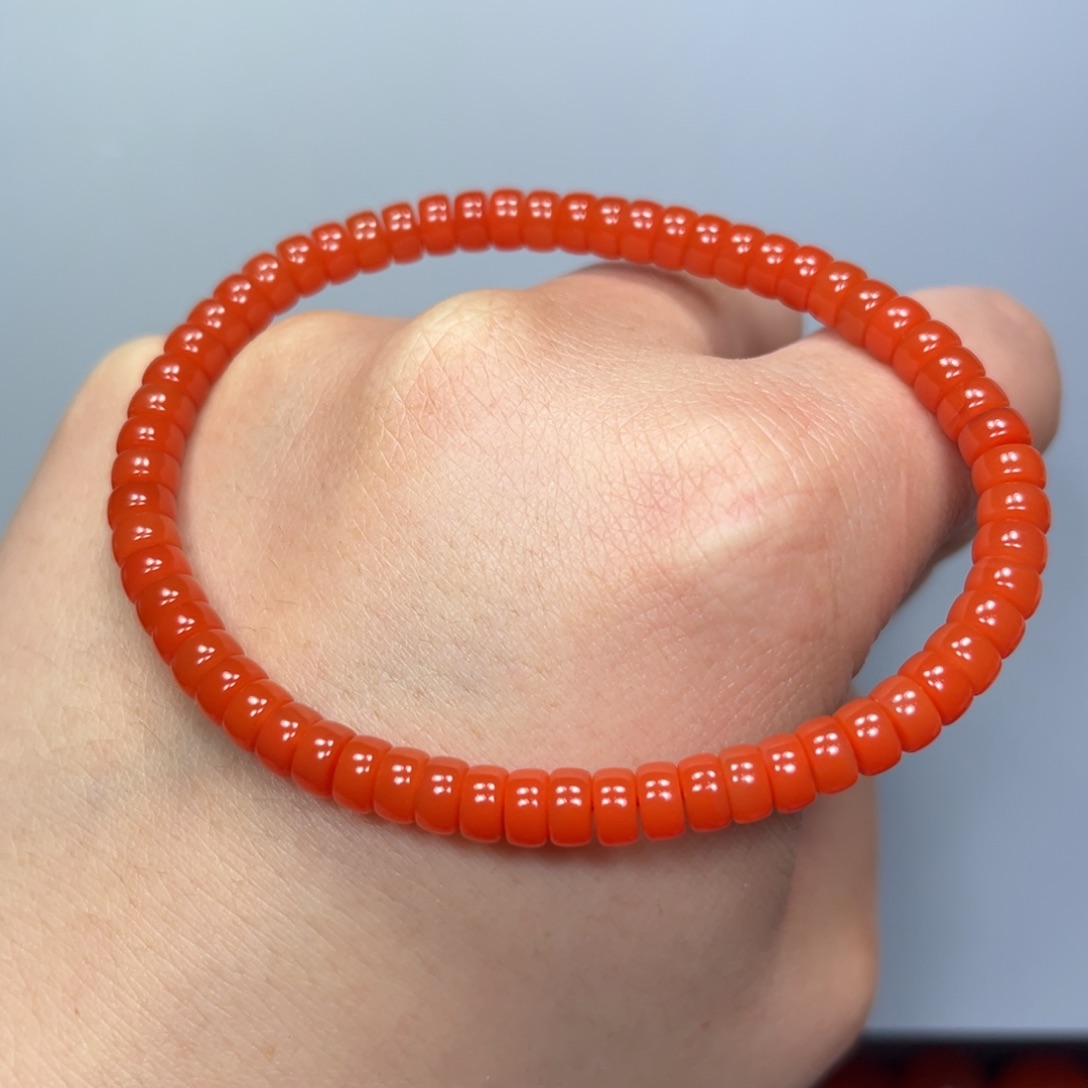 南红玛瑙柿子红药片单圈5mm未镶嵌