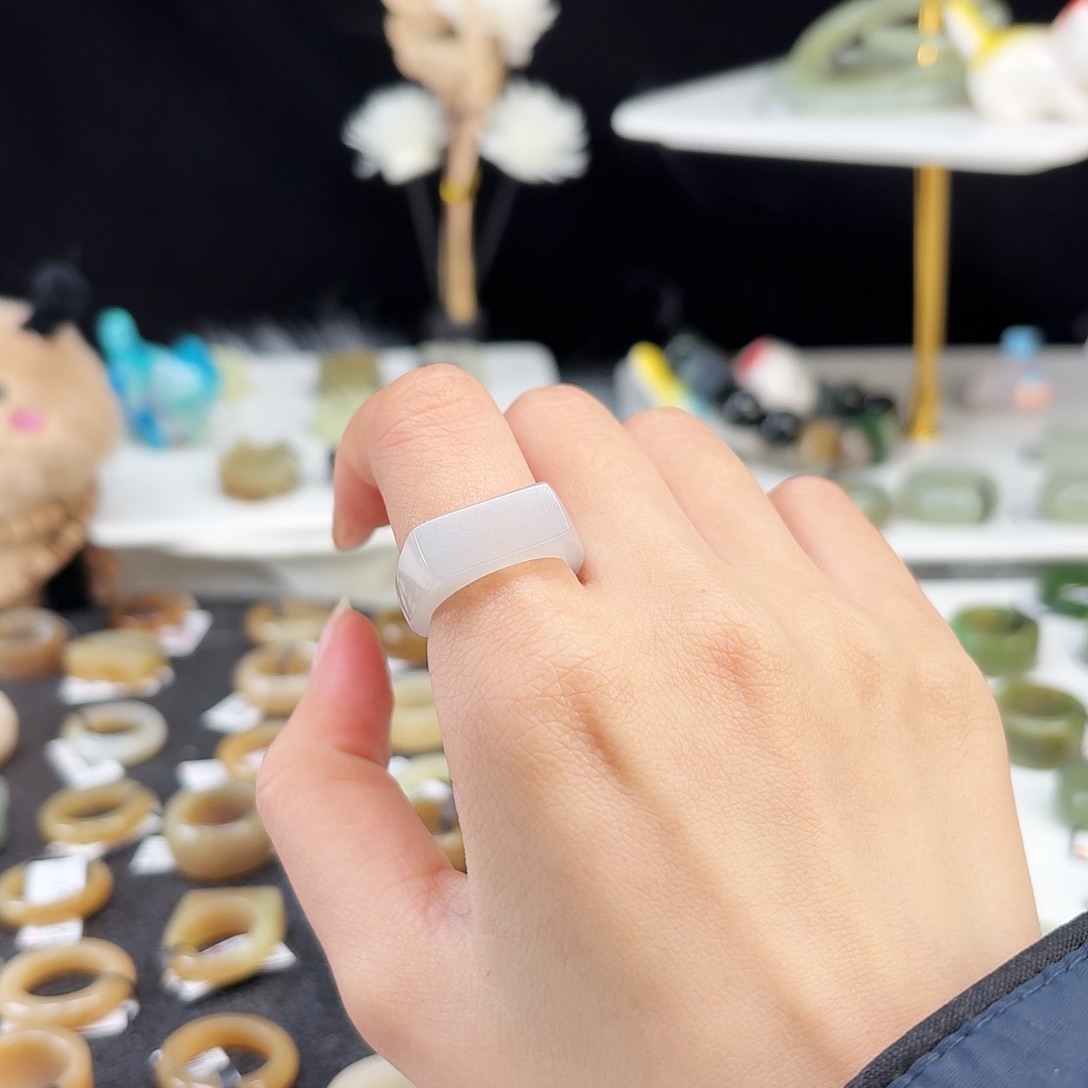 和田玉未镶嵌戒指P97冰透马鞍17.1不退换