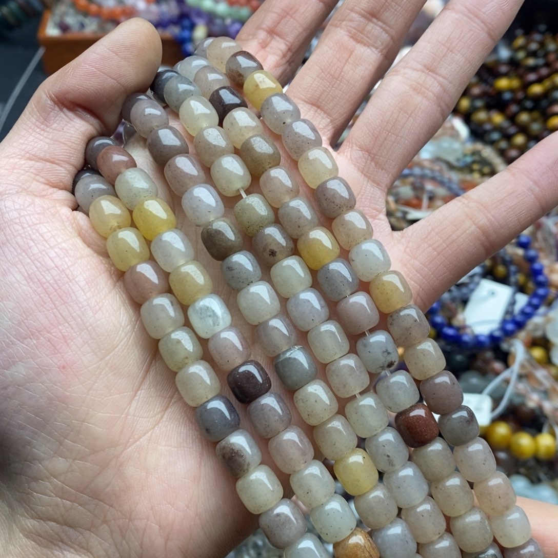 玛瑙/玉髓未镶嵌珠宝半成品一条纯天然8mm浅色紫罗兰苹果珠