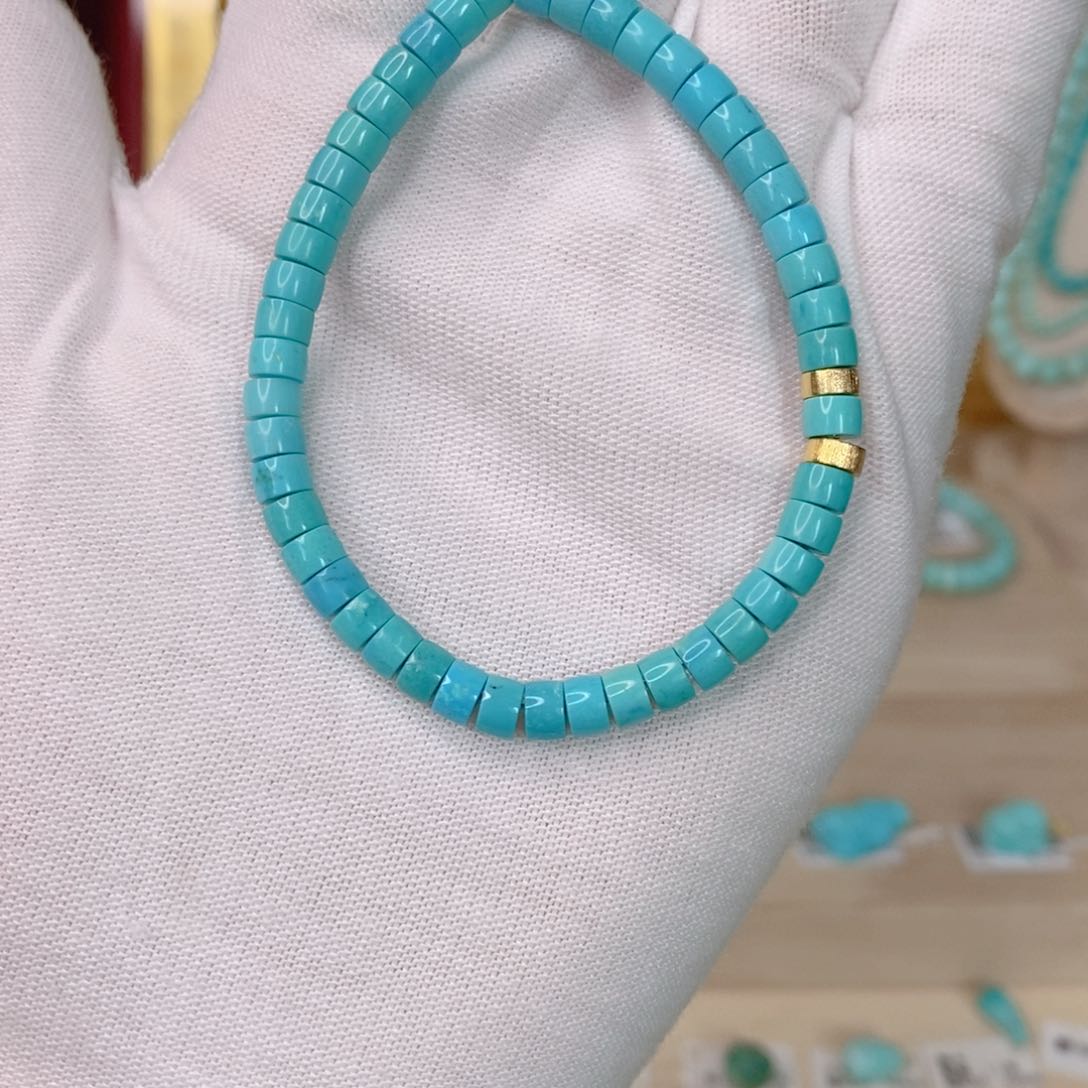 绿松石手串银S925镶嵌