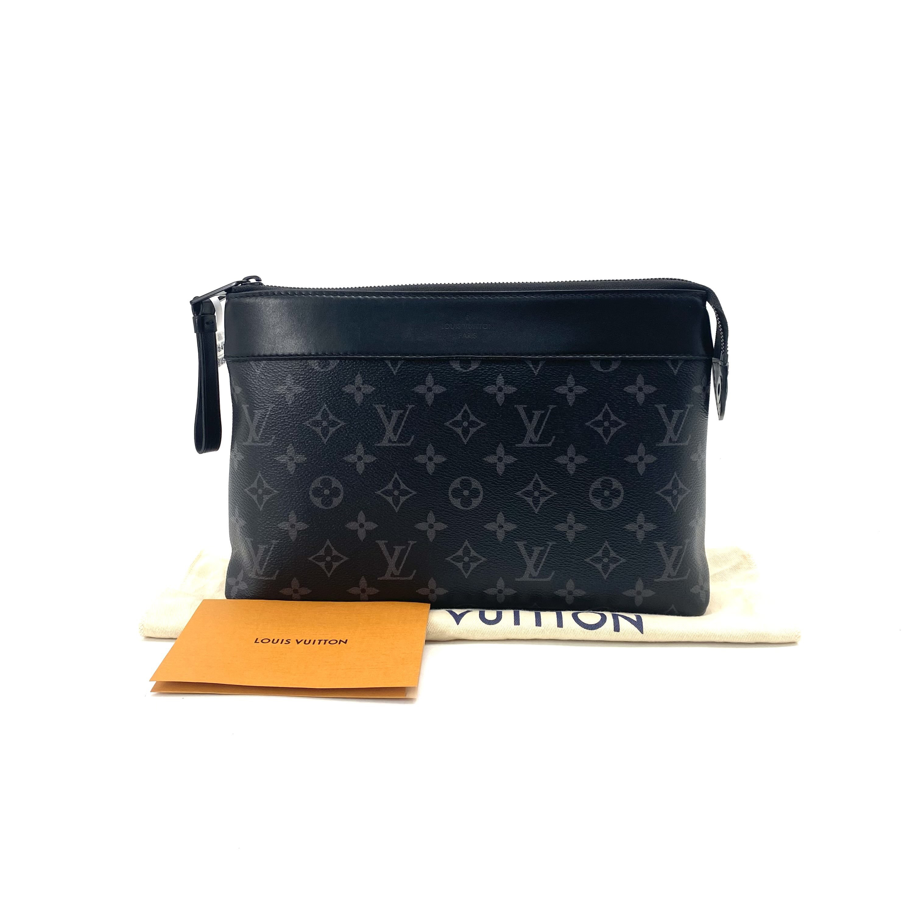 95新 LouisVuitton/路易威登 经典时尚黑老花休闲手拿包  尺30/21