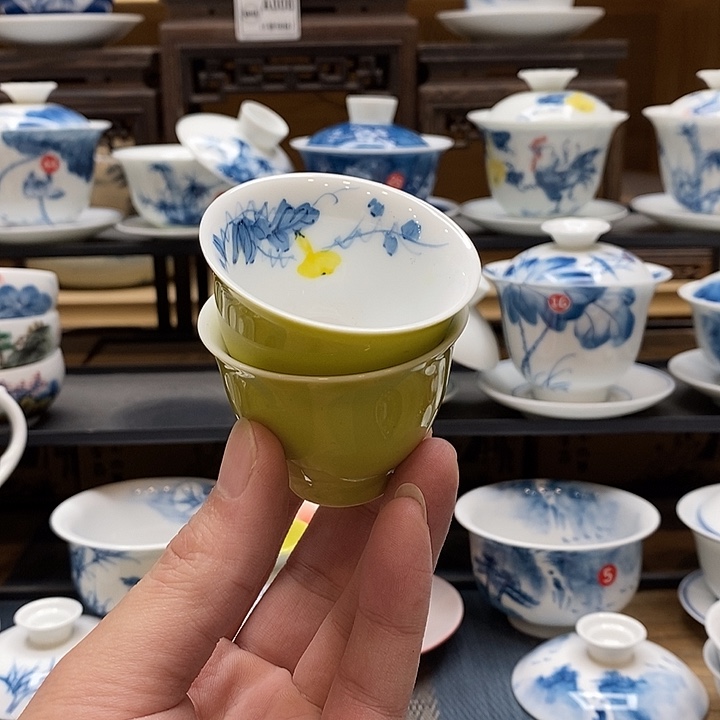 手绘微瑕葫芦杯子2只