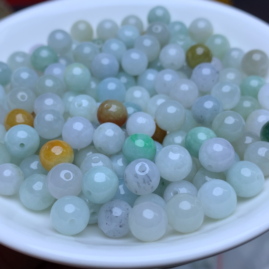 【闪购商品】翡翠手链未镶嵌卡7.8冰绿白25个