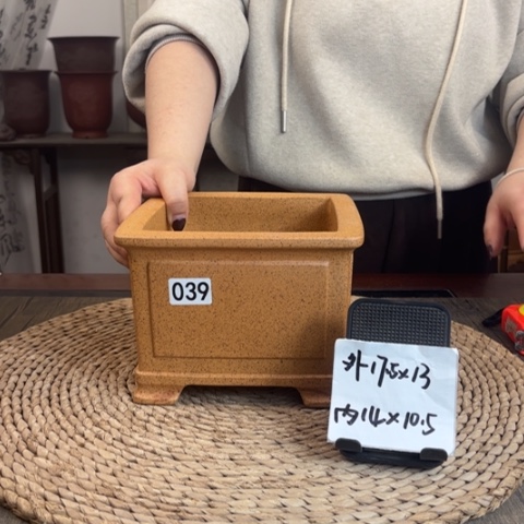 紫砂花盆微微瑕柴烧孤品奎面一颗印039