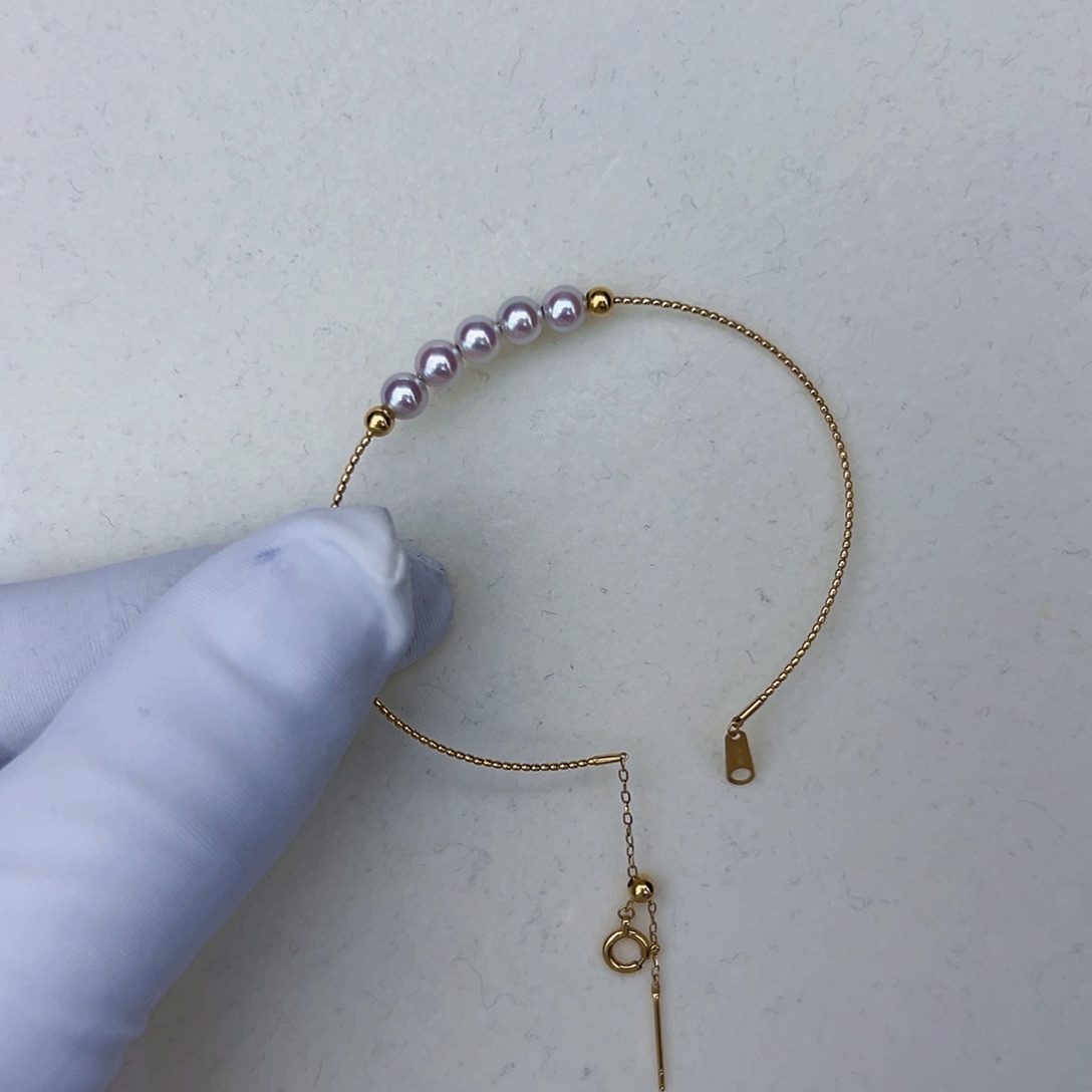 海水珍珠海水akoya设计款手链4-5mm18K金镶嵌