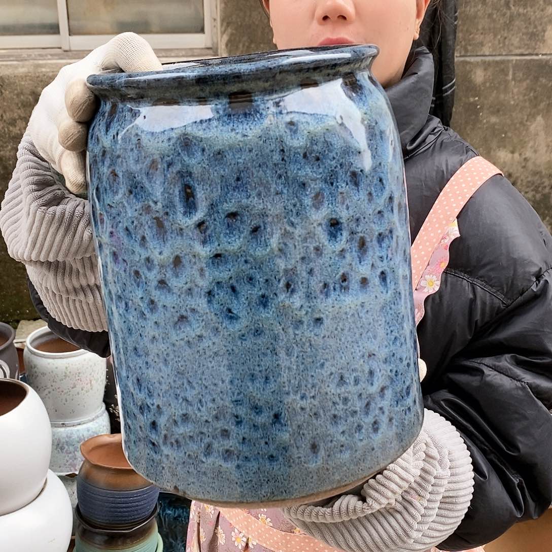 紫砂花盆瑕疵口17高26