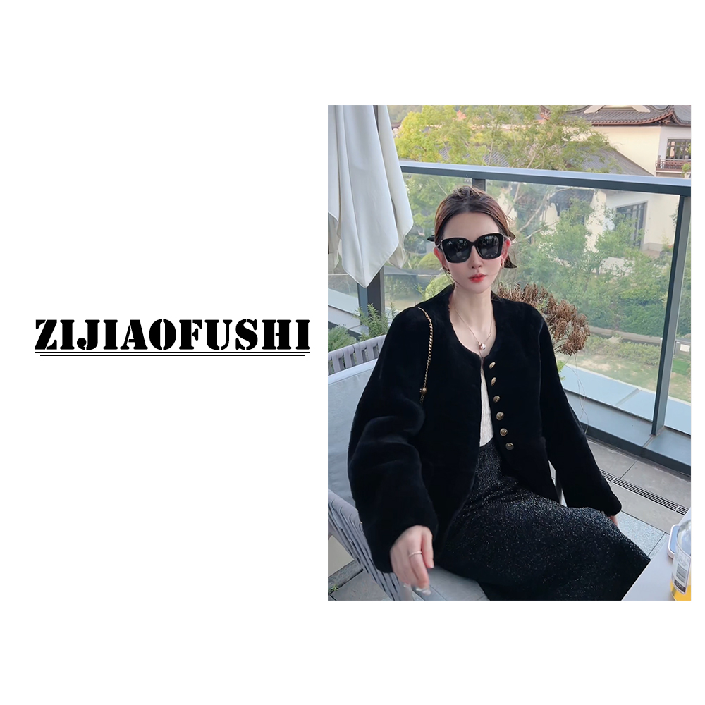 “赫本女神”美丽奴真皮皮毛一体外套ZJPZ-6605