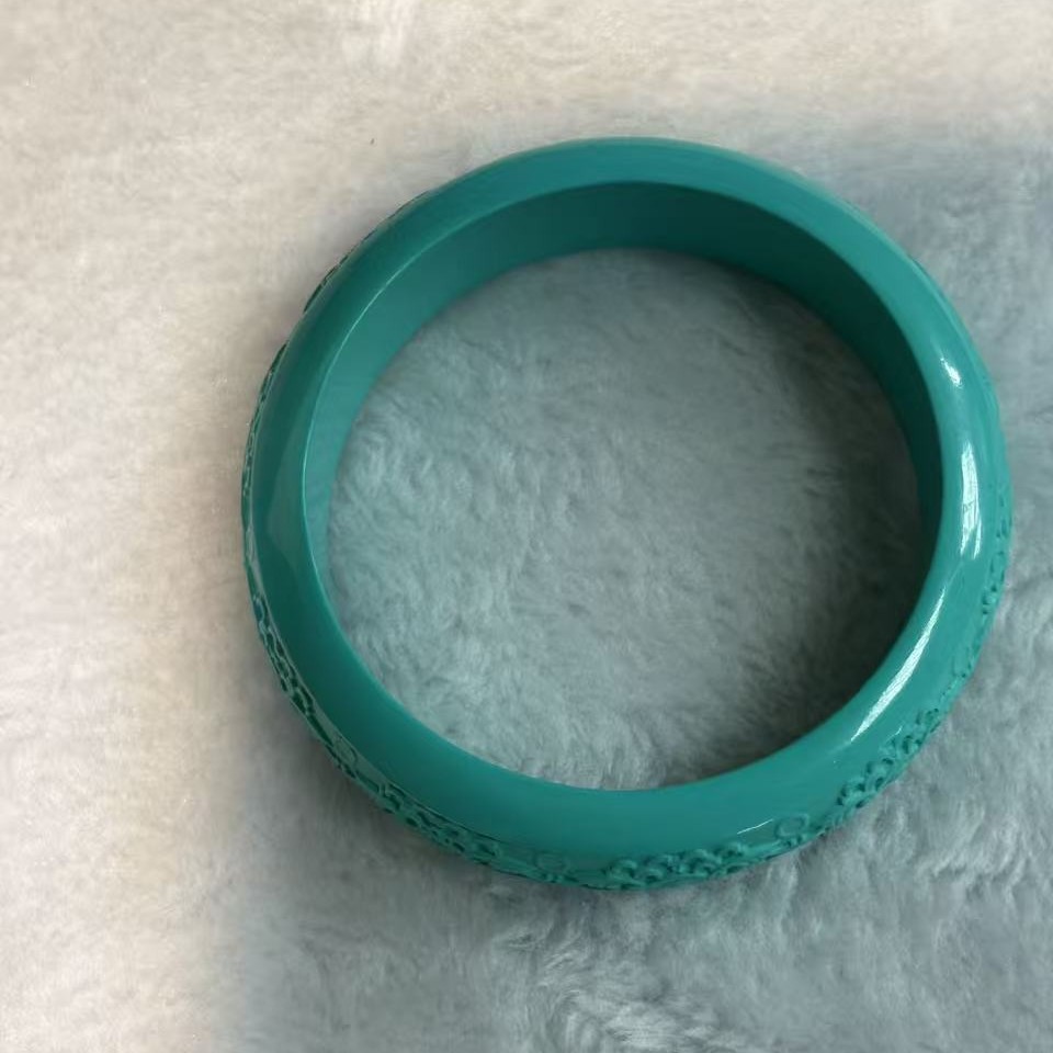  【大美推荐】果冻绿色带图文手镯