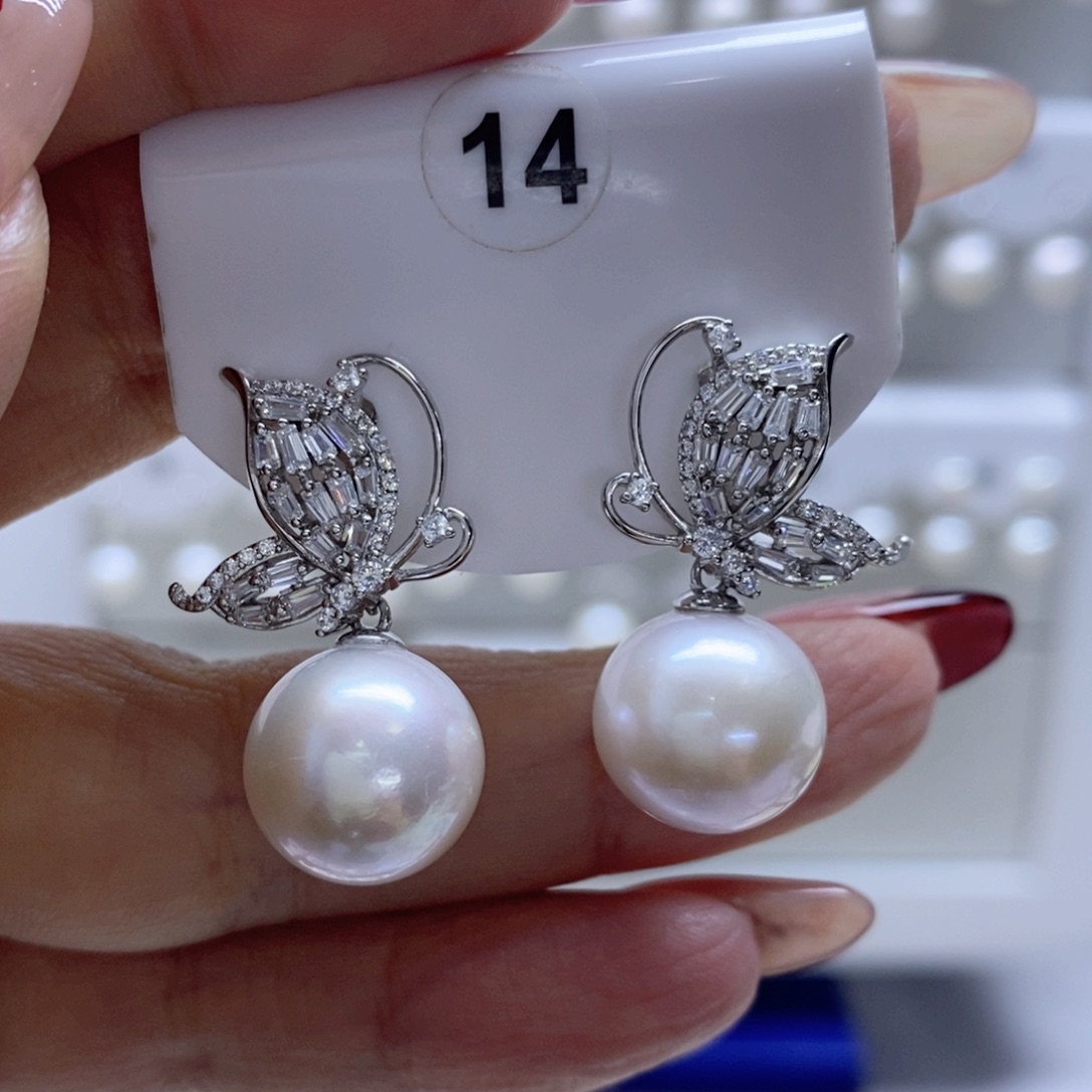 淡水珍珠耳饰银S925镶嵌