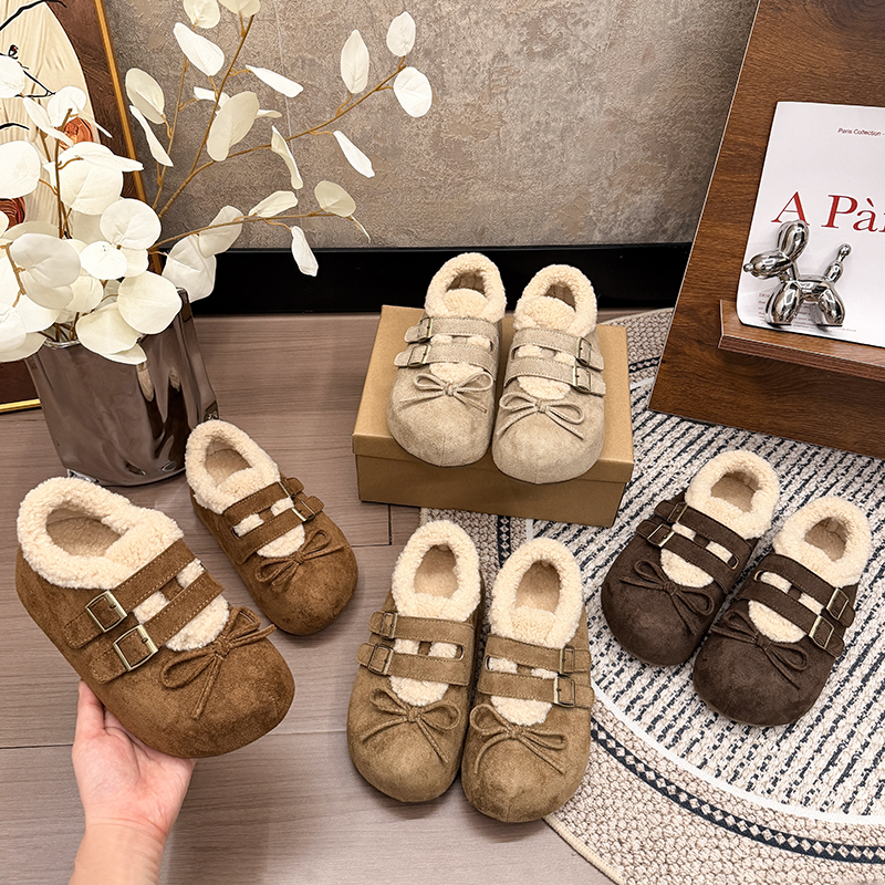 棉鞋女冬季2025新款百搭厚底增高小个子加绒保暖蝴蝶结外穿雪地鞋