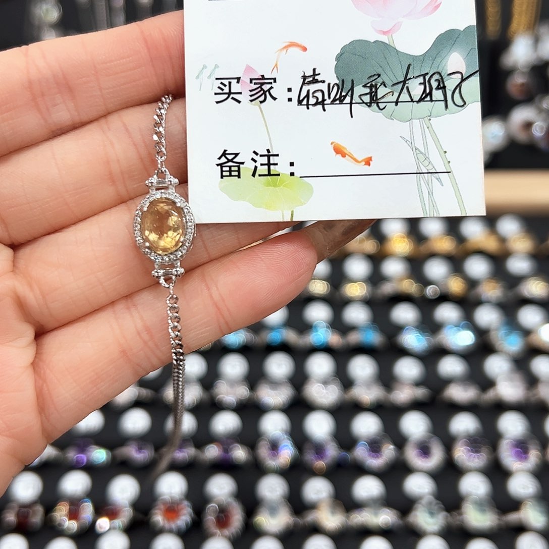 烟晶手链银S925镶嵌手链