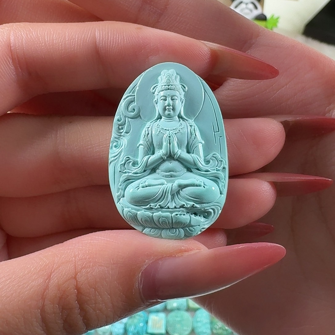 绿松石未镶嵌吊坠(不含链)观音