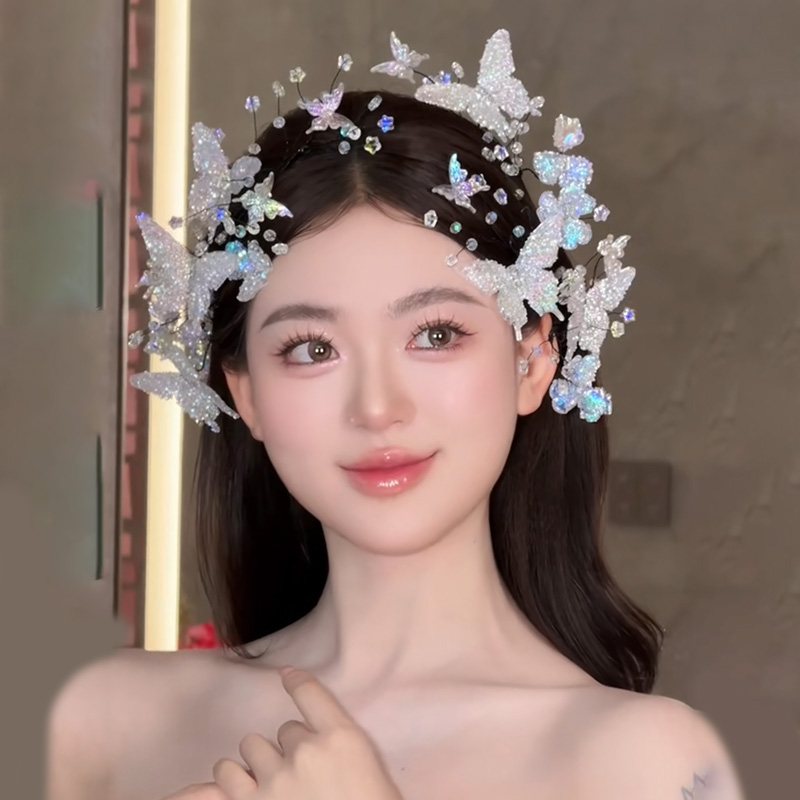 新娘超仙梦幻水晶蝴蝶发箍甜美精致婚纱礼服头饰RL250466